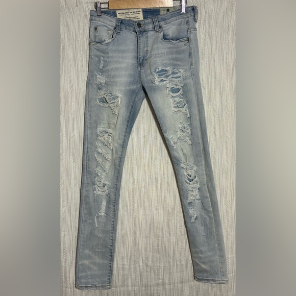 Blue Skinny Distressed Jeans size 32 by 32 - Picture 1 of 5